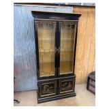 Oriental Motif Lighted Curio Cabinet