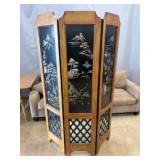 3 Part Folding Oriental Motif Screen
