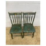 Pair of Antique Arrowback Painted SIde CHairs