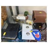 Vintage Camera with Military Buttons and Patches