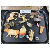 Cast Metal and Celluloid Animal Figurines