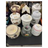 (9) Ceramic and Glass Cookie Jars