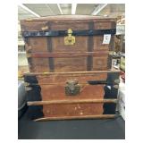 (2) Vintage Wooden Doll Trunks