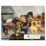 Composition Folk Art Animal Figurines