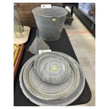 Agateware Pail, Plates, Lids and Funnel