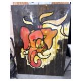 Large Signed Abstract Oil on Plywood