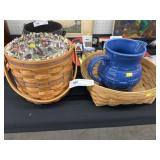 (2) Longaberger Baskets with Pottery Pitcher