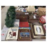 Framed Portraits, Display Case, Books, Wreath