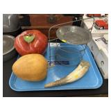 Composition Fruit with Pie Stand and Horn