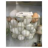 Egg Basket Full of Glass/Porcelain Eggs