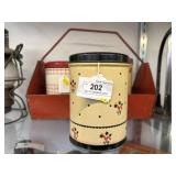 Vtg. Tin Canisters & Carrier