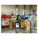 Vtg. Advertising Oil Cans & Bottles