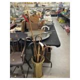 Brass Umbrella Stand w/ Wood Canes