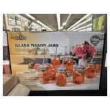 6 Glass Mason Jars w/ Straws