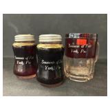 (2) York Souvenir Glass Shakers & Toothpick