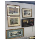 (3) Water Colors with 3 framed prints