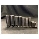 (8) Snap-On SAE Deep Well Impact Sockets