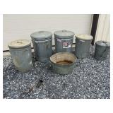 (6) Various Galvanized Containers