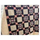 Vintage Block & Diamond Pattern Quilt