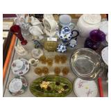 Chinaware, Pattern Glass & Mantel Clock