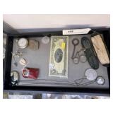 Pocket Watch w/Eye Glasses & Costume Jewelry