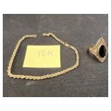 10K Bracelet w/ Gold Plated Ring