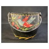 Miniature Paint Decorated Cast Iron Kettle