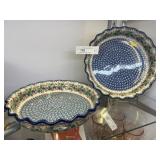 2 Handpainted Polish Pottery Pie Plates