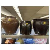 3 Redware Storage Crocks