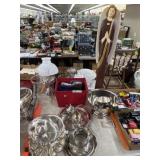 Silver Plate Serving Pieces w/ Glass Chimneys