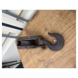Antique Wooden Pulley w/ Large Hook