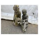 Concrete Boy Lawn Ornament w/ Water Vessel