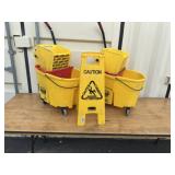 2 Plastic Rolling Mop Buckets
