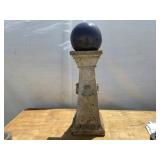 Concrete Garden Ornament w/ Ceramic Sphere Decorat