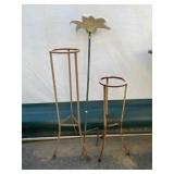 2 Metal Circular Plant Stands w/ Resin Flower orna