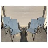 4 Aluminum Patio Arm Chairs with Mesh Seats
