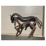 Metal Horse Sculpture Signed D.W.