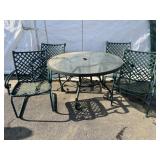 5 Piece Patio Set w/ Circular Glass Top Table