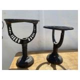 2 Cast Iron Primitive Circular Plant Holders