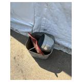 Metal Tractor Seat & Galvanized Tub
