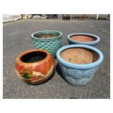 4 Various Glazed Pottery Planters