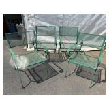 4 Metal Patio Arm Chairs w/ Diamond Patterned Seat