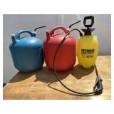 2 - 5 Gallon Cans 1 gas & 1 Kerosene & Garden Spra