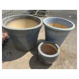 3 Various Glazed Pottery Planters