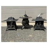 3 Metal Oriental Style Outdoor Candle Holders