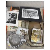 Vintage Frame & Misc. Coins, Jewelry etc.