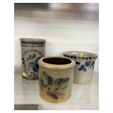 Contemporary Blue Decorated Stoneware Crocks