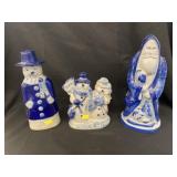 Contemporary Blue Decorated Stoneware Figures