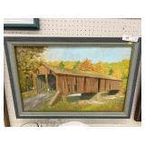 Glenn Smith 1973 Painted Covered Bridge w/ Frame