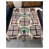 Vintage Hook Rug Flowers & Leaves